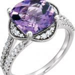 14K White Natural Checkerboard Amethyst & 3/8 CTW Natural Diamond Ring - 71815