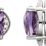 Platinum Checkerboard Natural Amethyst & 1/5 CTW Natural Diamond Earrings - 86314