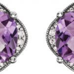 Platinum Checkerboard Natural Amethyst & 1/5 CTW Natural Diamond Earrings - 86314