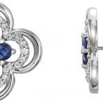 14K White Natural Blue Sapphire & 1/5 CTW Natural Diamond Clover Earrings - 86370