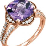 14K Rose Natural Checkerboard Amethyst & 3/8 CTW Natural Diamond Ring - 71815