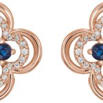 14K Rose Natural Blue Sapphire & 1/5 CTW Natural Diamond Clover Earrings - 86370