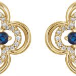 14K Yellow Natural Blue Sapphire & 1/5 CTW Natural Diamond Clover Earrings - 86370