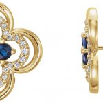 14K Yellow Natural Blue Sapphire & 1/5 CTW Natural Diamond Clover Earrings - 86370