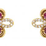 14K Yellow Natural Ruby & 1/4 CTW Natural Diamond Earrings - 86367