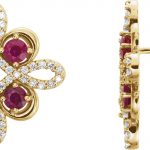 14K Yellow Natural Ruby & 1/4 CTW Natural Diamond Earrings - 86367