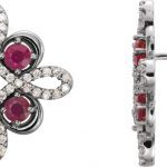 14K White Natural Ruby & 1/4 CTW Natural Diamond Earrings - 86367