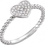 Platinum 1/8 CTW Natural Diamond Heart Bead Ring - 122819