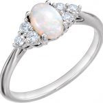 14K White Natural White Opal & 1/6 CTW Natural Diamond Ring - 71812