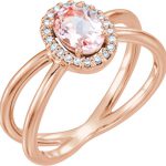 14K Rose Natural Pink Morganite & .08 CTW Natural Diamond Ring - 71878