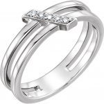 14K White .05 CTW Diamond Bar Ring - 122824