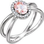 Platinum Natural Pink Morganite & .08 CTW Natural Diamond Ring - 71878