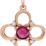 14K Rose Natural Pink Tourmaline & .06 CTW Natural Diamond Pendant - 86374