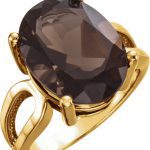 14K Yellow 16x12 mm Natural Smoky Quartz Ring - 7748