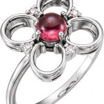 14K White Natural Pink Tourmaline & .06 CTW Natural Diamond Clover Ring - 71827