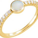 14K Yellow Natural Opal & 1/4 CTW Natural Diamond Ring - 71823