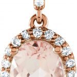 14K Rose Natural Pink Morganite & 1/6 CTW Natural Diamond Pendant - 651510