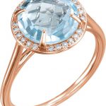 14K Rose Natural Sky Blue Topaz & 1/8 CTW Natural Diamond Ring - 71632