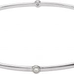 14K White 1/4 CTW Natural Diamond Bezel-Set Bangle 8" Bracelet - BRC763