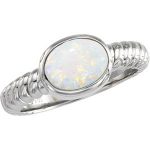 14K White Natural White Opal Rope Ring - 65316