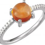 Platinum 7 mm Round Natural Citrine & 1/10 CTW Natural Diamond Ring - 71696