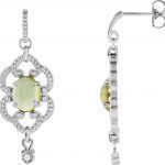 14K White Natural Peridot & .03 CTW Natural Diamond Earrings - 85323