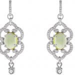 14K White Natural Peridot & .03 CTW Natural Diamond Earrings - 85323