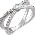 Platinum 1/8 CTW Natural Diamond Bezel-Set Beaded Ring - 123108