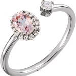 Platinum Natural Pink Morganite & 1/6 CTW Natural Diamond Halo-Style Ring - 71903