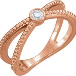 14K Rose 1/8 CTW Natural Diamond Bezel-Set Beaded Ring - 123108