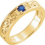 14K Yellow Natural Blue Sapphire Family Stackable Ring - 71469