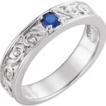 14K White Natural Blue Sapphire Family Stackable Ring - 71469