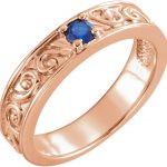 14K Rose Natural Blue Sapphire Family Stackable Ring - 71469