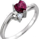 14K White Natural Rhodolite Garnet & .04 CTW Natural Diamond Ring - 60976