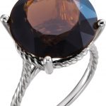 14K White Natural Smoky Quartz Ring - 71727