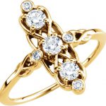 14K Yellow 1/5 CTW Natural Diamond Three-Stone Ring - 122212