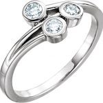 14K White 1/3 CTW Diamond Three-Stone Bezel-Set Ring - 122209