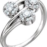 14K White 3/8 CTW Natural Diamond Three-Stone Ring - 122213