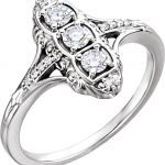 14K White 1/3 CTW Natural Diamond Vintage-Inspired Ring - 122215