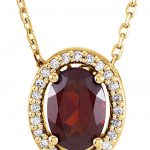 14K Yellow Natural Mozambique Garnet & .05 CTW Natural Diamond 16" Necklace - 86067