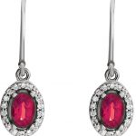 14K White Natural Ruby & 1/6 CTW Natural Diamond Earrings - 69758