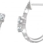 14K White 5/8 CTW Natural Diamond Two-Stone J-Hoop Earrings - 652327