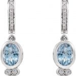 14K White Natural Aquamarine & 1/6 CTW Natural Diamond Hoop Earrings - 86533