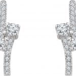 14K White 5/8 CTW Natural Diamond Two-Stone J-Hoop Earrings - 652327