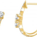 14K Yellow 5/8 CTW Natural Diamond Two-Stone J-Hoop Earrings - 652327