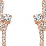 14K Rose 5/8 CTW Natural Diamond Two-Stone J-Hoop Earrings - 652327