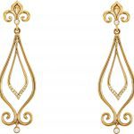 14K Yellow 1/6 CTW Natural Diamond Fleur-de-Lis Earrings - 85620