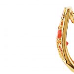 14K Yellow Natural Mexican Fire Opal Hoop Earrings - 69612