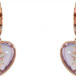 14K Rose Natural Rose de France & .06 CTW Natural Diamond Heart Earrings - 69635