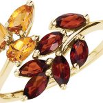 14K Yellow Natural Citrine & Natural Mozambique Garnet Bypass Ring - 69590